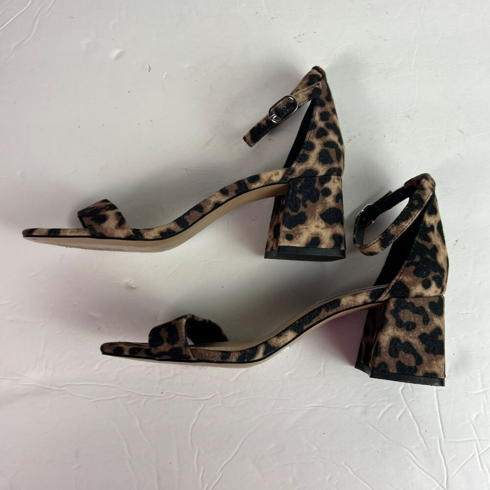 🟣 Steve Madden Size 6.5 Maria Leopard Ankle Strap Open Toe Block Heel Sandals - Picture 6 of 9